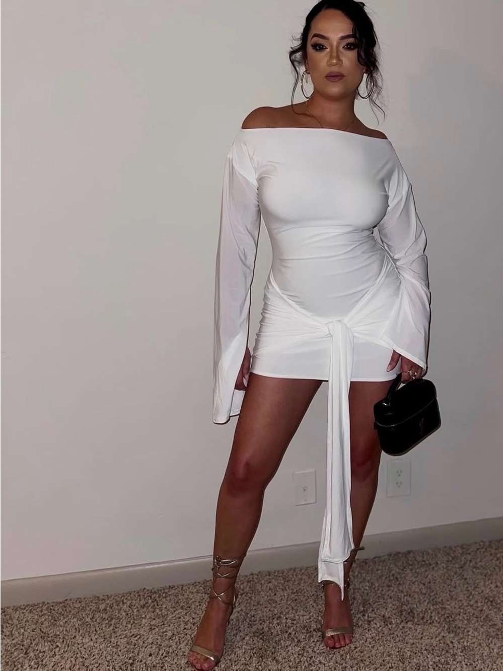 EGO White Off-Shoulder Mini Dress